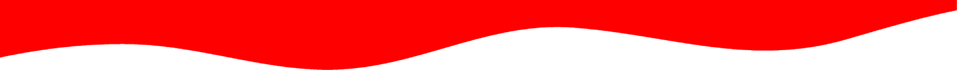 A bold red shape above a dark green curved base on a white background.
